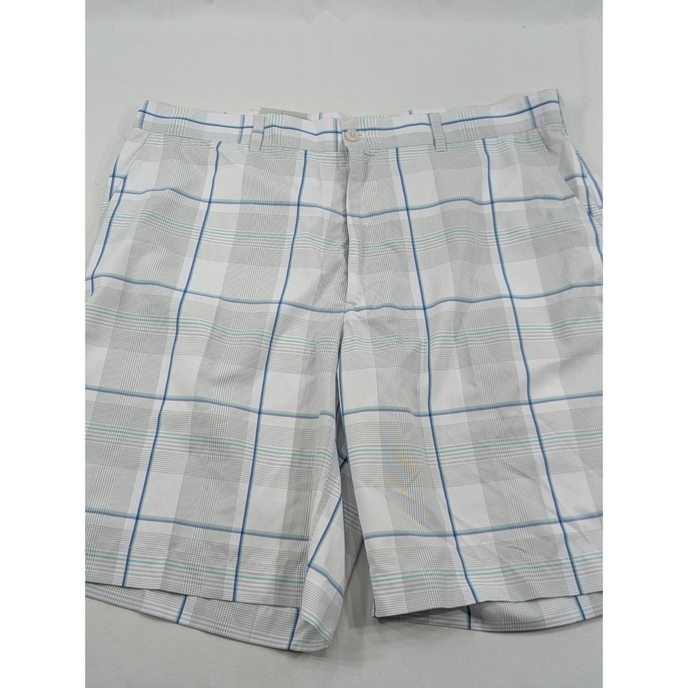NWT Champions Tour Shorts Mens 38 Plaid golf Lightweight‎ 9" White blue